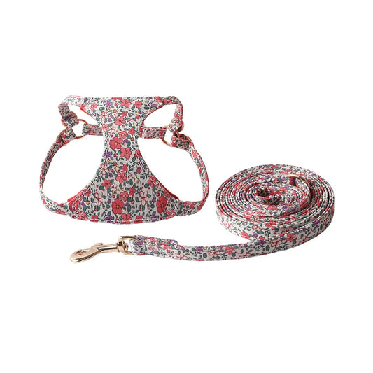 Ensemble harnais et laisse motif floral Maison Poméra - autre coloris