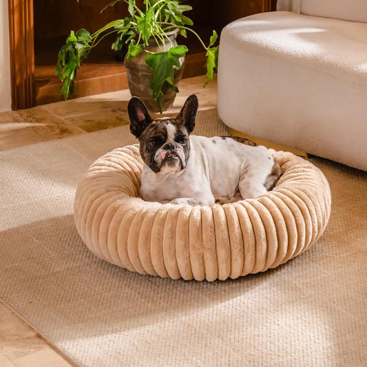 Panier cocon en peluche Maison Poméra - gris clair et blanc