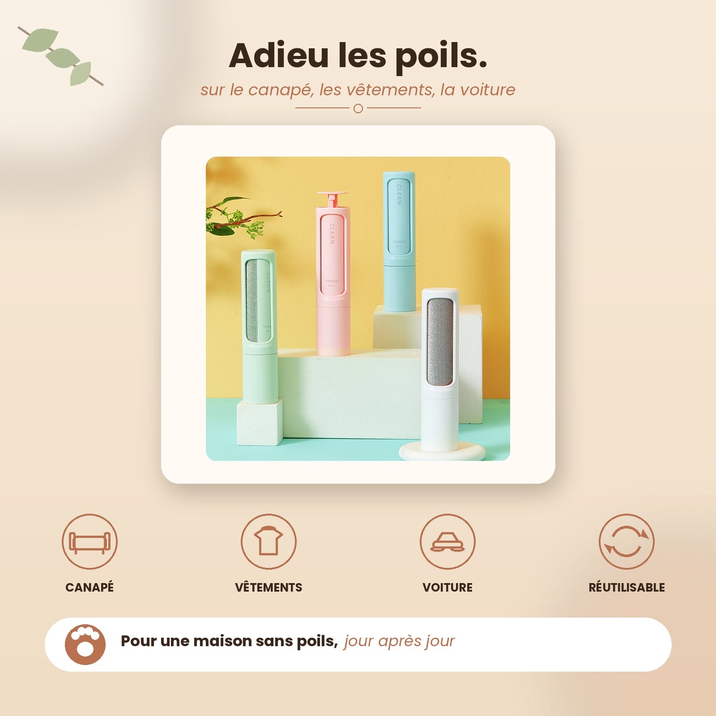 Retire-Poils Électrostatique Maison Poméra